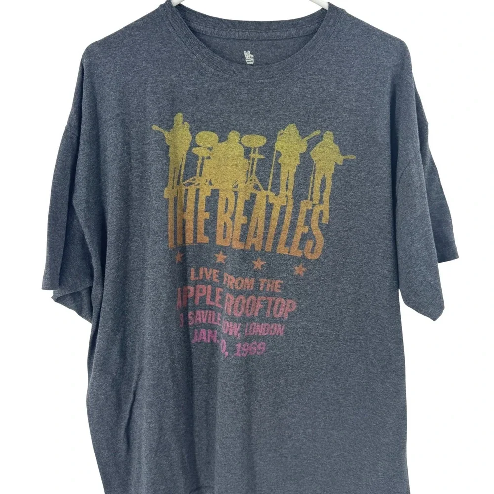 The Beatles Live from the Apple Rooftop T Shirt XL Gray Short Sleeve Graphic Tee